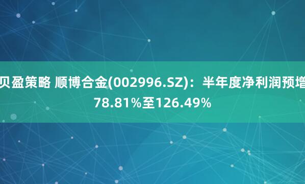 贝盈策略 顺博合金(002996.SZ)：半年度净利润预增78.81%至126.49%
